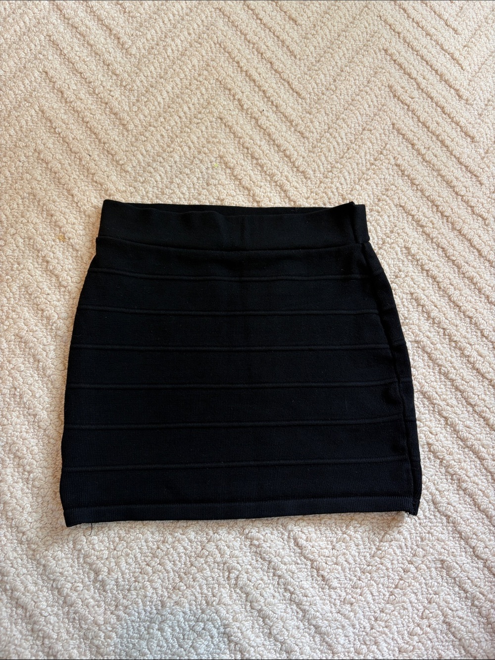 Black Ribbed Mini Skirt - Classic Women's Skirt